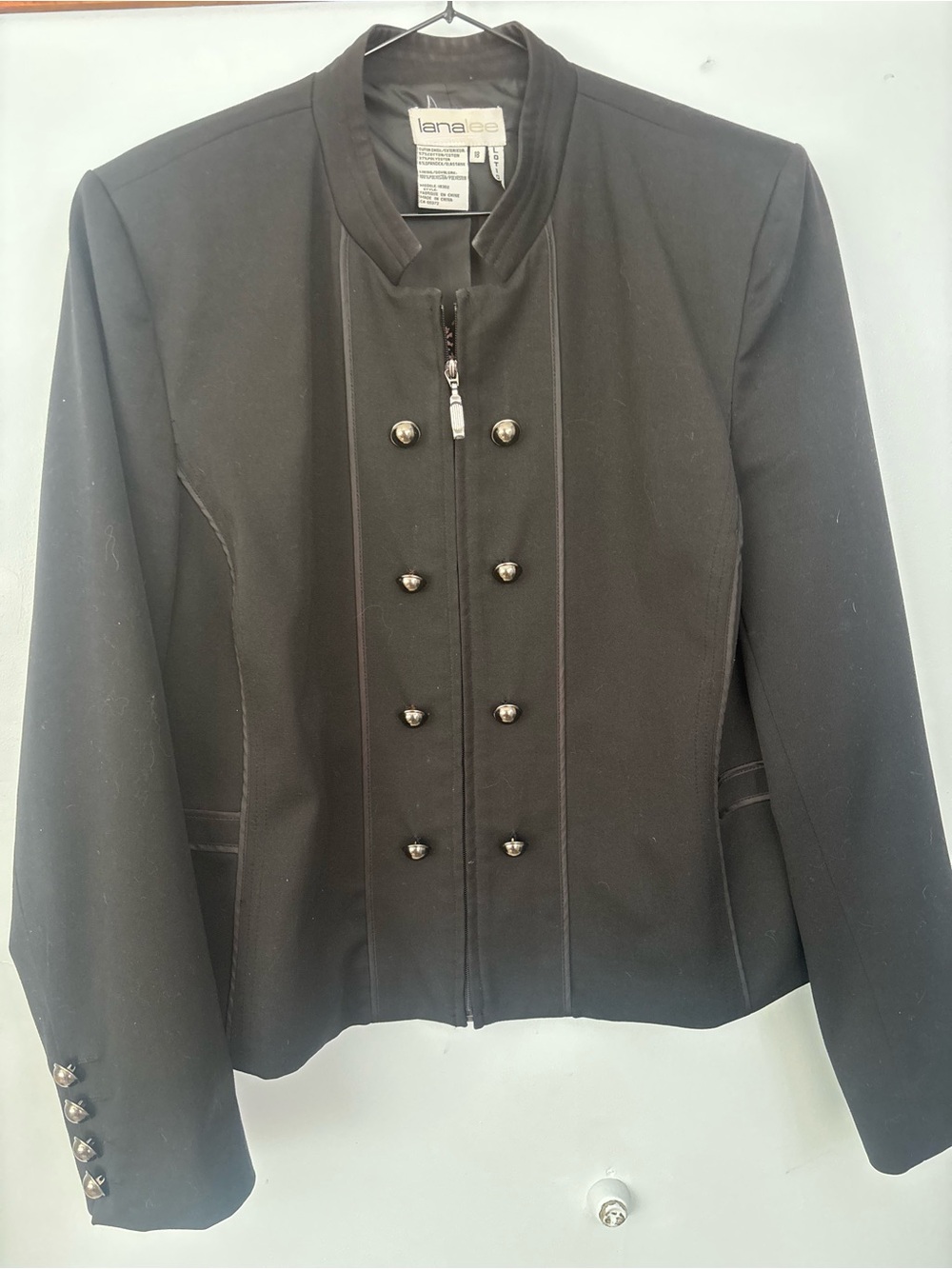 Lana Lee Black Military-Style Double-Breasted Blazer